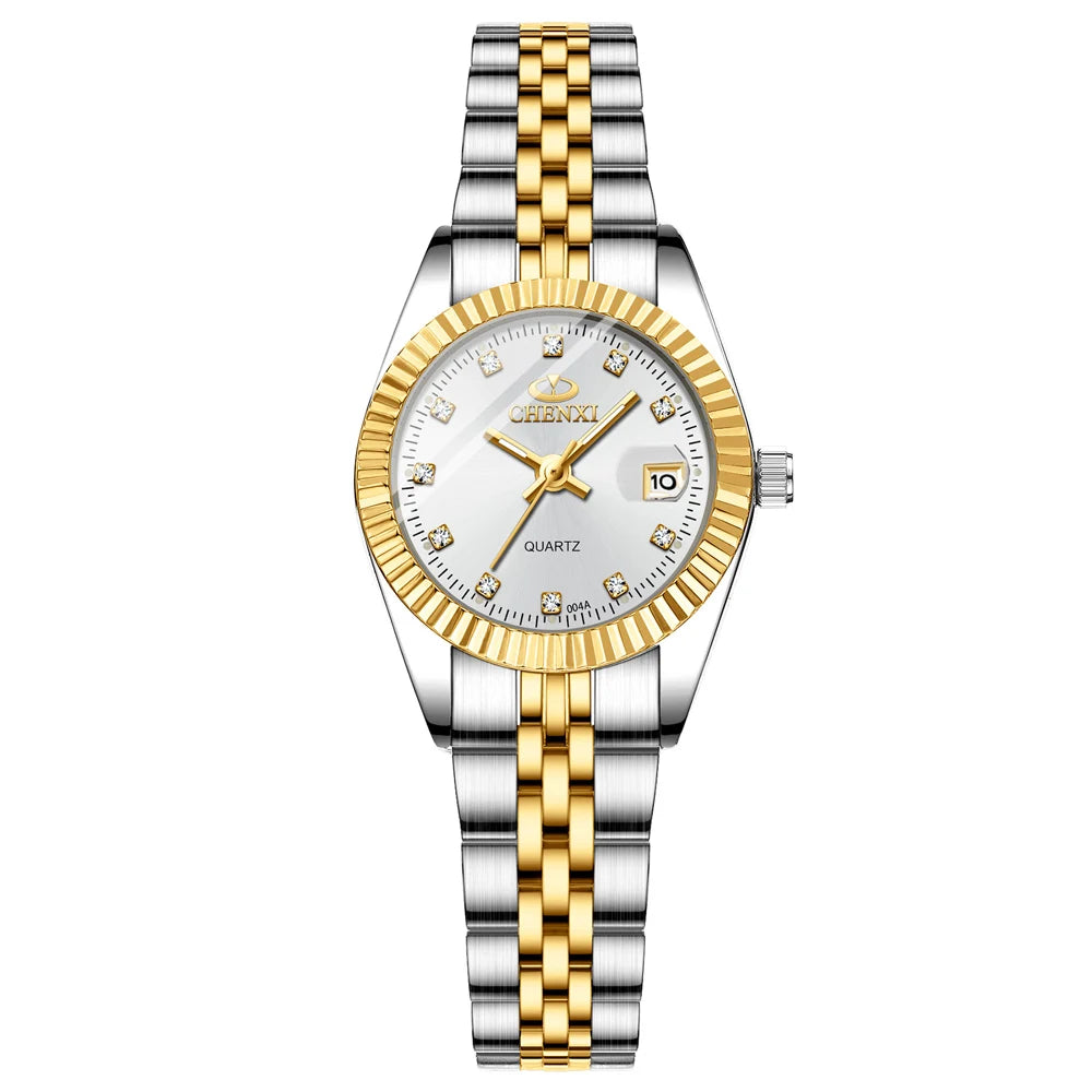 CHENXI Super Hot Sale Luxury Women's Watch Quartz Golden Stainless Steel Small Dial Charm Dress Trendy Wristwatch for Fashion La