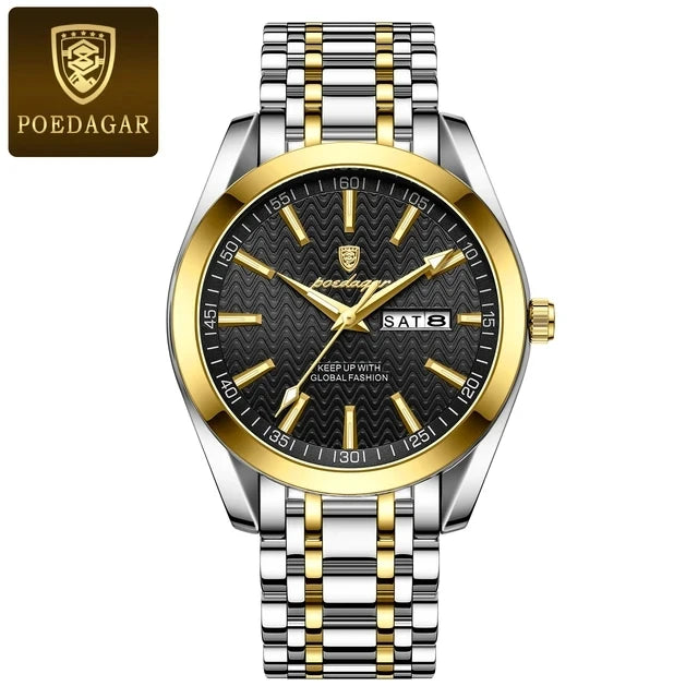 POEDAGAR 962 New Luxury Sport Wrist Watch for Man Waterproof Luminous Date Men Watch Quartz Stainless Steel Men's Watches Male