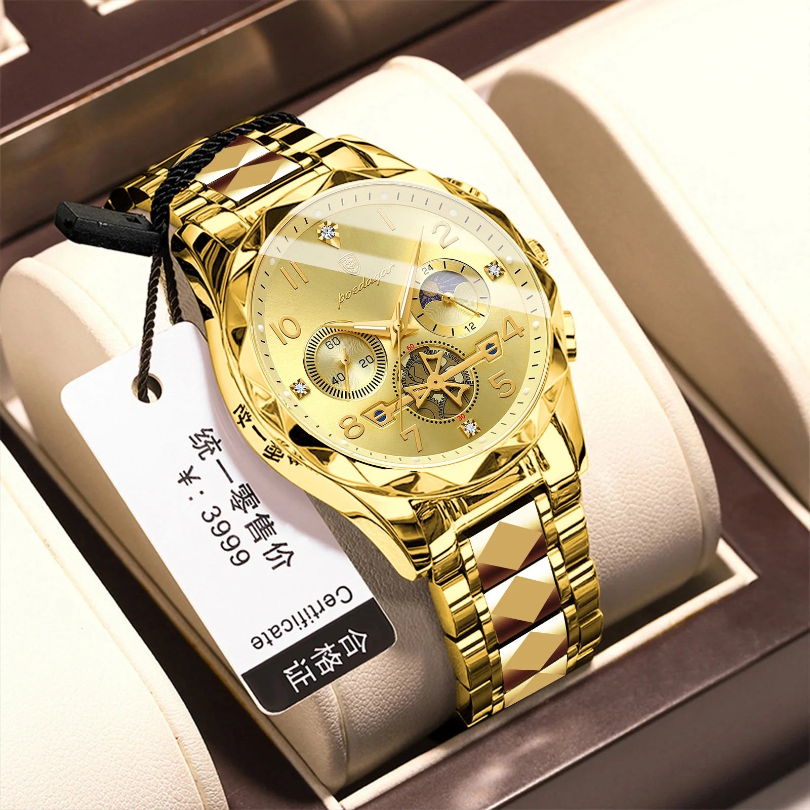 POEDAGAR 972 Luminous Nigh Vision Luxury Wristwatch Quartz New Arrivals Fashion Stainless Steel Life Waterproof Men Watch Reloj