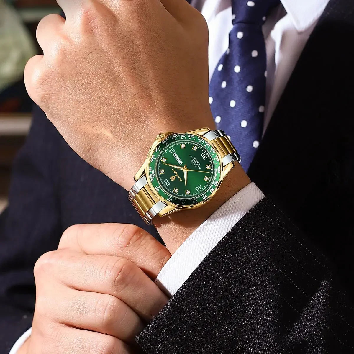 POEDAGAR Top 41mm Quartz Male Wristwatch Waterproof Luminous Date Week Watch for Men Stainless Steel Sport Men's Watches