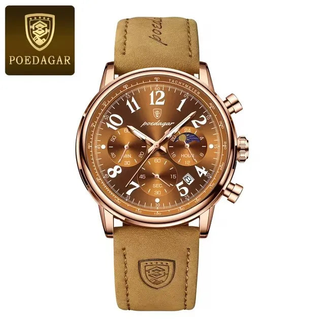 POEDAGAR 808 New Luxury Sports Men Watch Waterproof Luminous Chronograph Nylon Leather Date Man Wristwatch Quartz Men's Watches