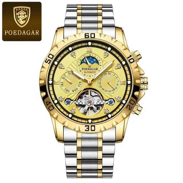 POEDAGAR 1412  Automatic Watches High Quality Tourbillon Mechanical Watch Luminous Mens Wristwatch Clock Relojes Hombre Montres