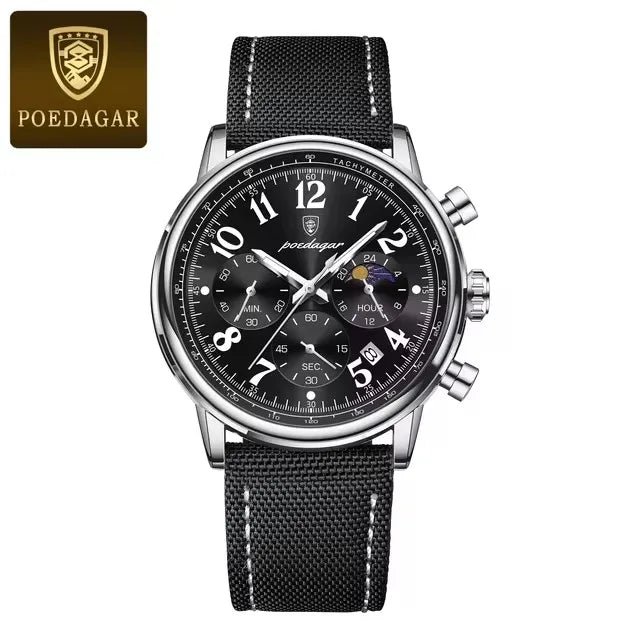 POEDAGAR 808 New Luxury Sports Men Watch Waterproof Luminous Chronograph Nylon Leather Date Man Wristwatch Quartz Men's Watches