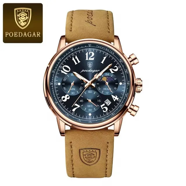 POEDAGAR 808 New Luxury Sports Men Watch Waterproof Luminous Chronograph Nylon Leather Date Man Wristwatch Quartz Men's Watches
