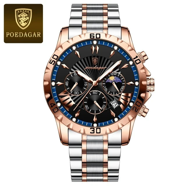 POEDAGAR 968 New Luxury High Quality Watch for Man Waterproof Luminous Men Watch Stainless Steel Quartz Men's Watches