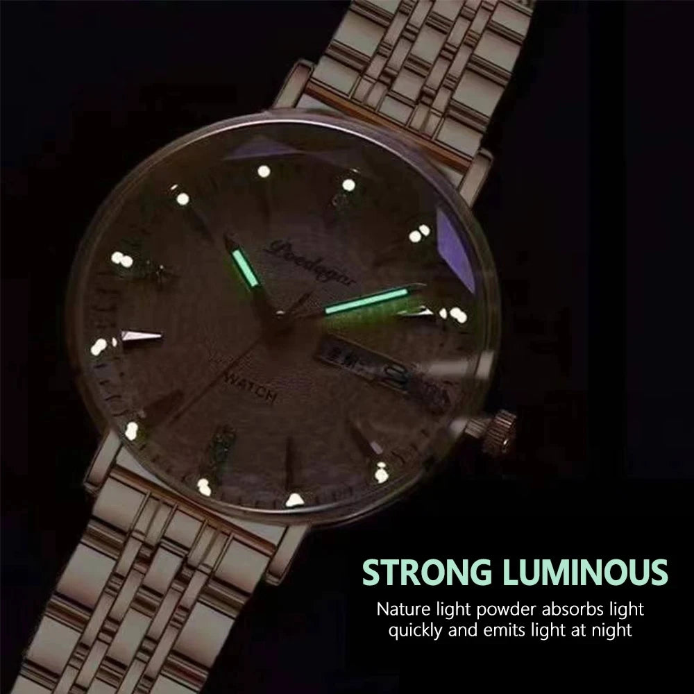 POEDAGAR 3012 Waterproof Watch Women New Luxury Bracelet Simple Rose Gold Stainless Steel Wristwatch Luminous Watches for Lady