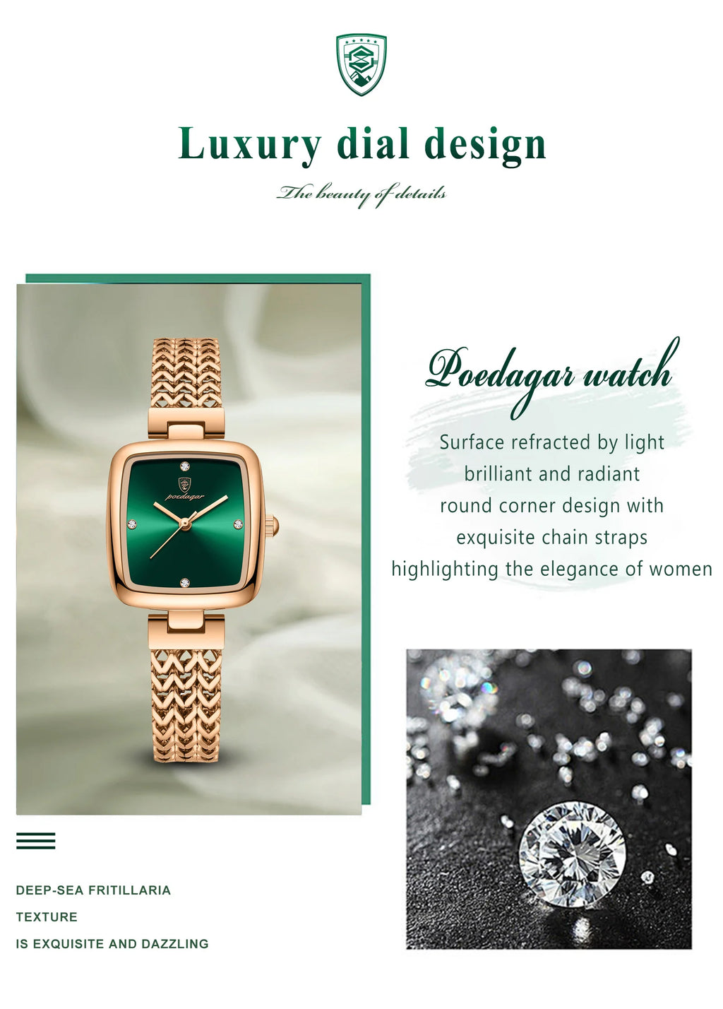 POEDAGAR Hot Sell Luxury Reloj 2024 New Square Watch for Woman Waterproof Stainless Steel Ladies Quartz Watch Women Watches 768