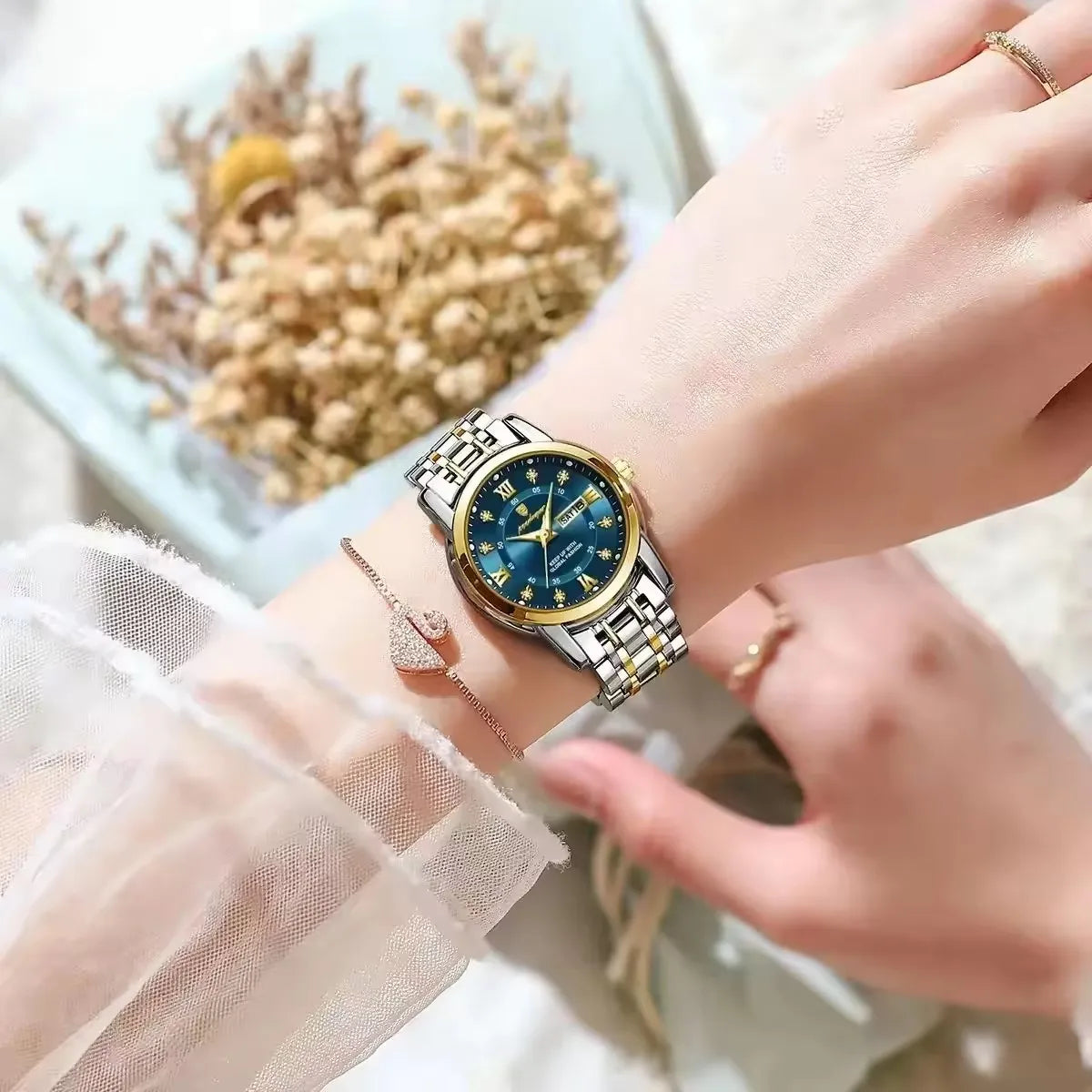 POEDAGAR 769 Women Wristwatch Luxury Quartz Ladies Watch Waterproof Stainless Steel Luminous Date Week Women's Watches Clock