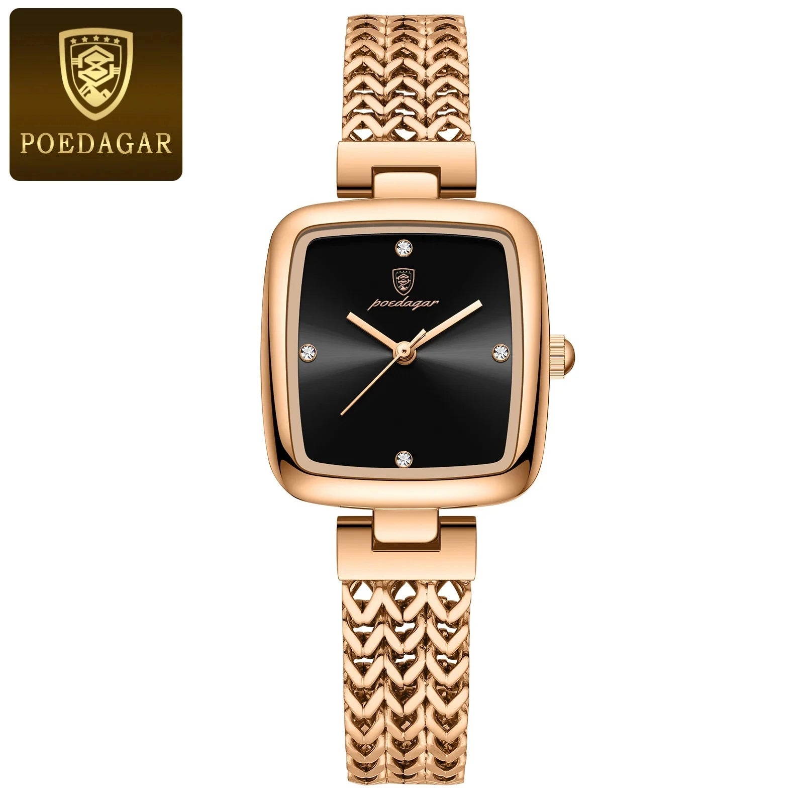 POEDAGAR Hot Sell Luxury Reloj 2024 New Square Watch for Woman Waterproof Stainless Steel Ladies Quartz Watch Women Watches 768