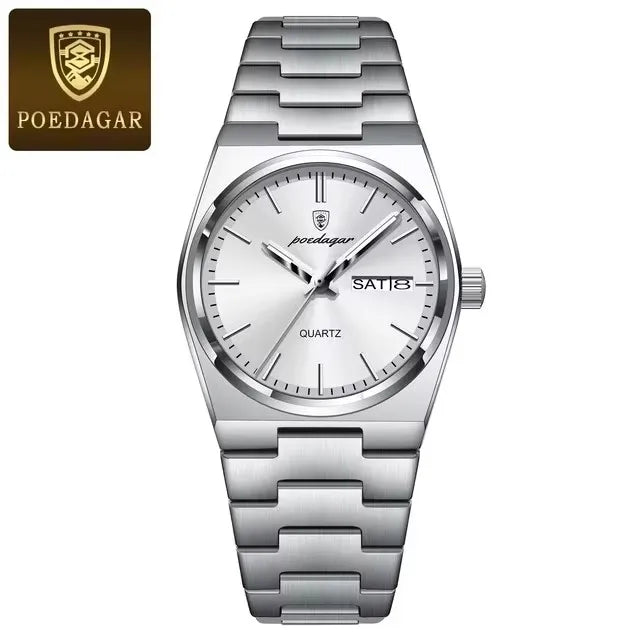 POEDAGAR Luxury Watch for Woman Ladies Elegant Quartz Watches Waterproof Luminous Date Week Stainless Steel Women's Watch 786