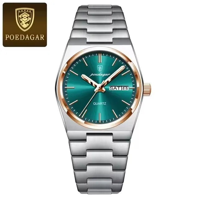 POEDAGAR Luxury Watch for Woman Ladies Elegant Quartz Watches Waterproof Luminous Date Week Stainless Steel Women's Watch 786