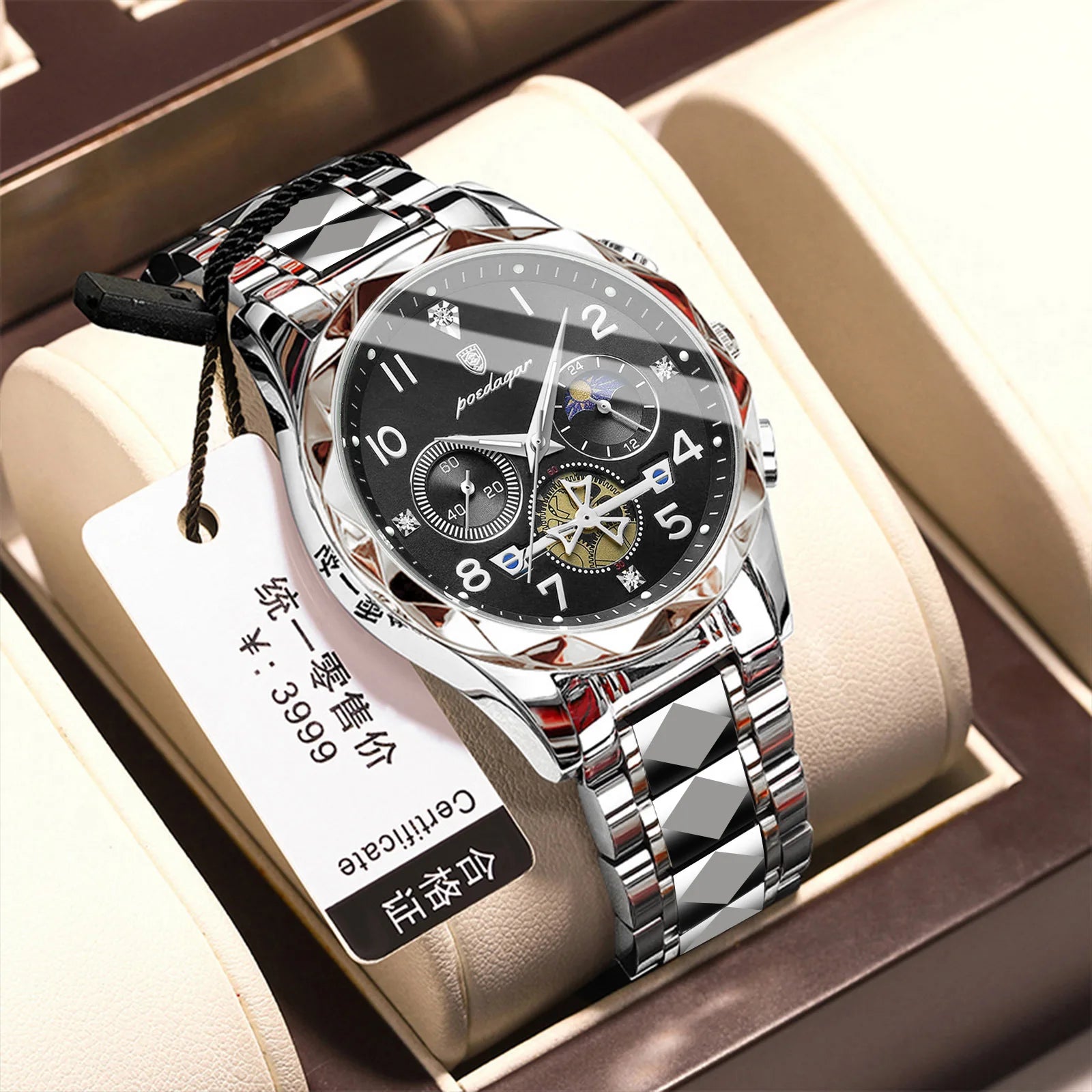 POEDAGAR 972 Luminous Nigh Vision Luxury Wristwatch Quartz New Arrivals Fashion Stainless Steel Life Waterproof Men Watch Reloj
