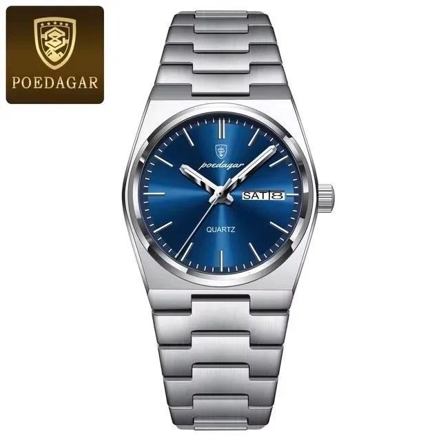 POEDAGAR Luxury Watch for Woman Ladies Elegant Quartz Watches Waterproof Luminous Date Week Stainless Steel Women's Watch 786
