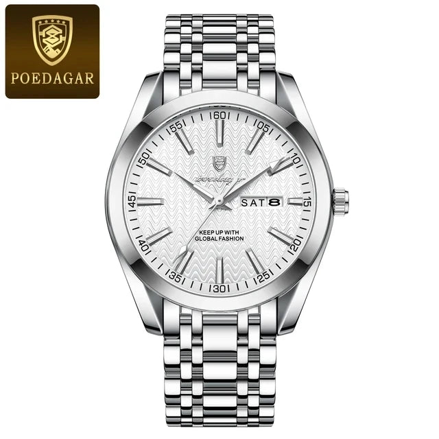 POEDAGAR 962 New Luxury Sport Wrist Watch for Man Waterproof Luminous Date Men Watch Quartz Stainless Steel Men's Watches Male