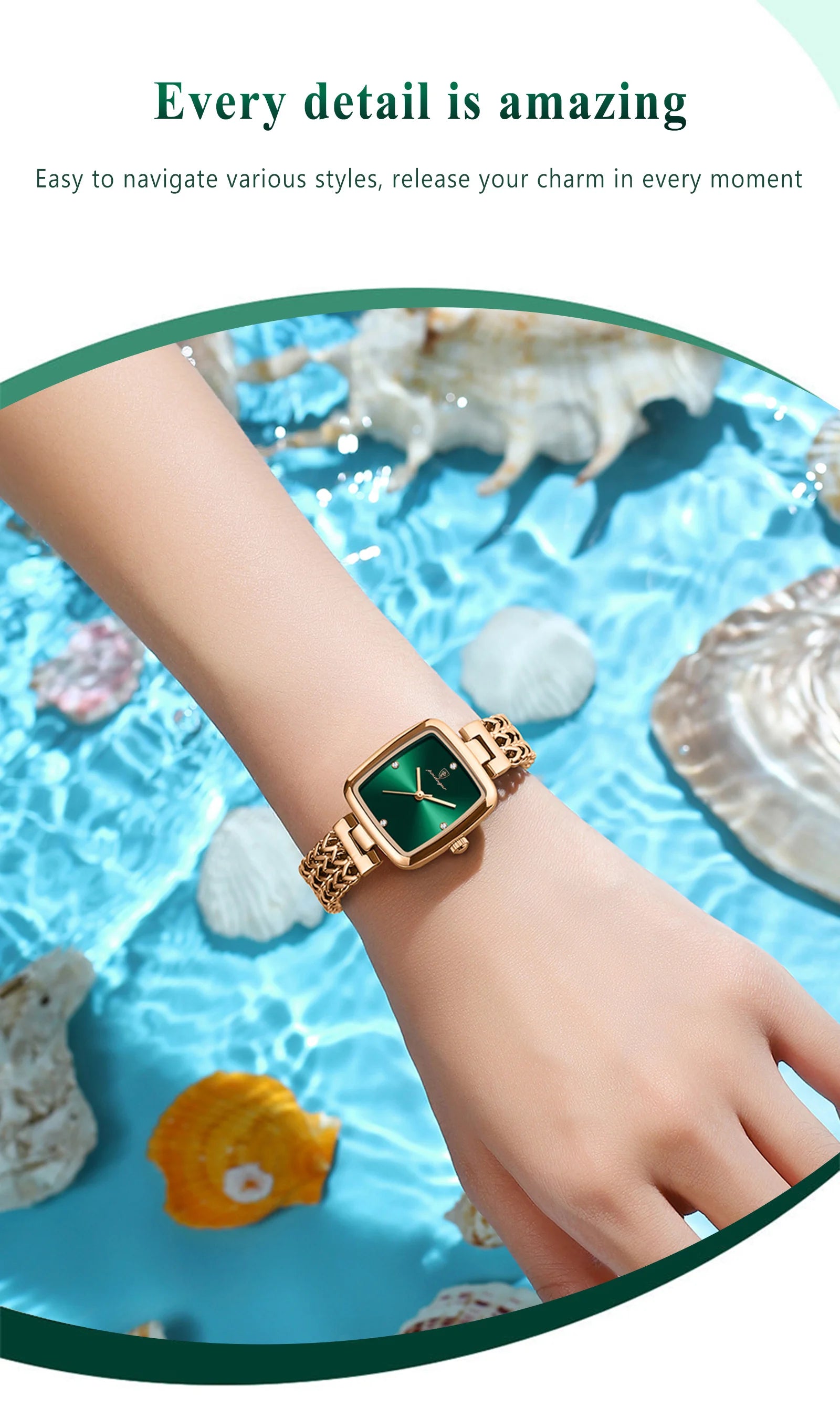 POEDAGAR Hot Sell Luxury Reloj 2024 New Square Watch for Woman Waterproof Stainless Steel Ladies Quartz Watch Women Watches 768