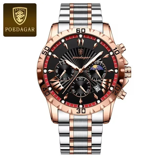 POEDAGAR 968 New Luxury High Quality Watch for Man Waterproof Luminous Men Watch Stainless Steel Quartz Men's Watches