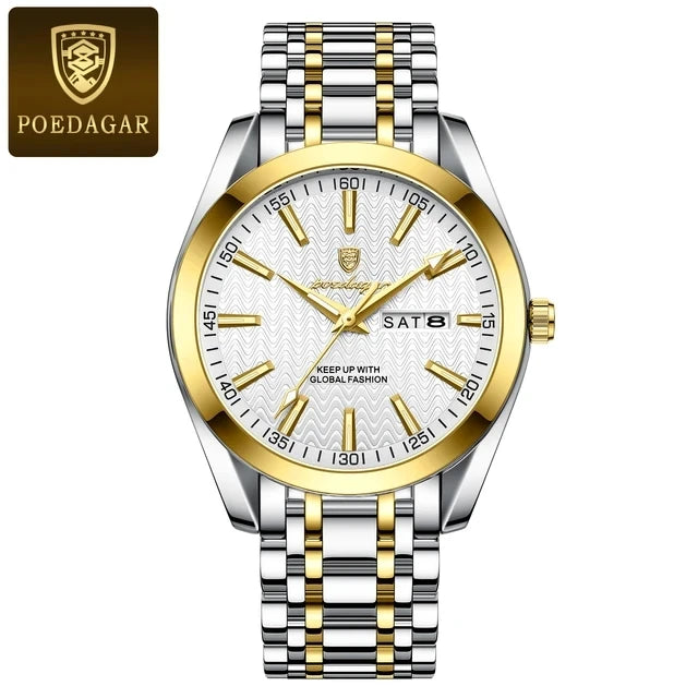 POEDAGAR 962 New Luxury Sport Wrist Watch for Man Waterproof Luminous Date Men Watch Quartz Stainless Steel Men's Watches Male