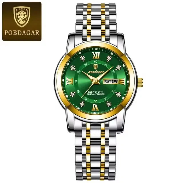 POEDAGAR 769 Women Wristwatch Luxury Quartz Ladies Watch Waterproof Stainless Steel Luminous Date Week Women's Watches Clock