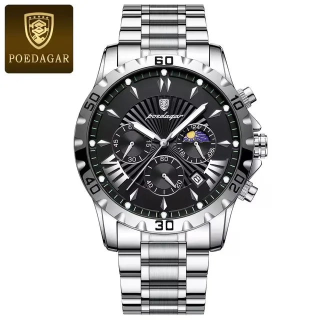 POEDAGAR 968 New Luxury High Quality Watch for Man Waterproof Luminous Men Watch Stainless Steel Quartz Men's Watches