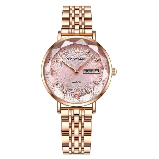POEDAGAR 3012 Waterproof Watch Women New Luxury Bracelet Simple Rose Gold Stainless Steel Wristwatch Luminous Watches for Lady