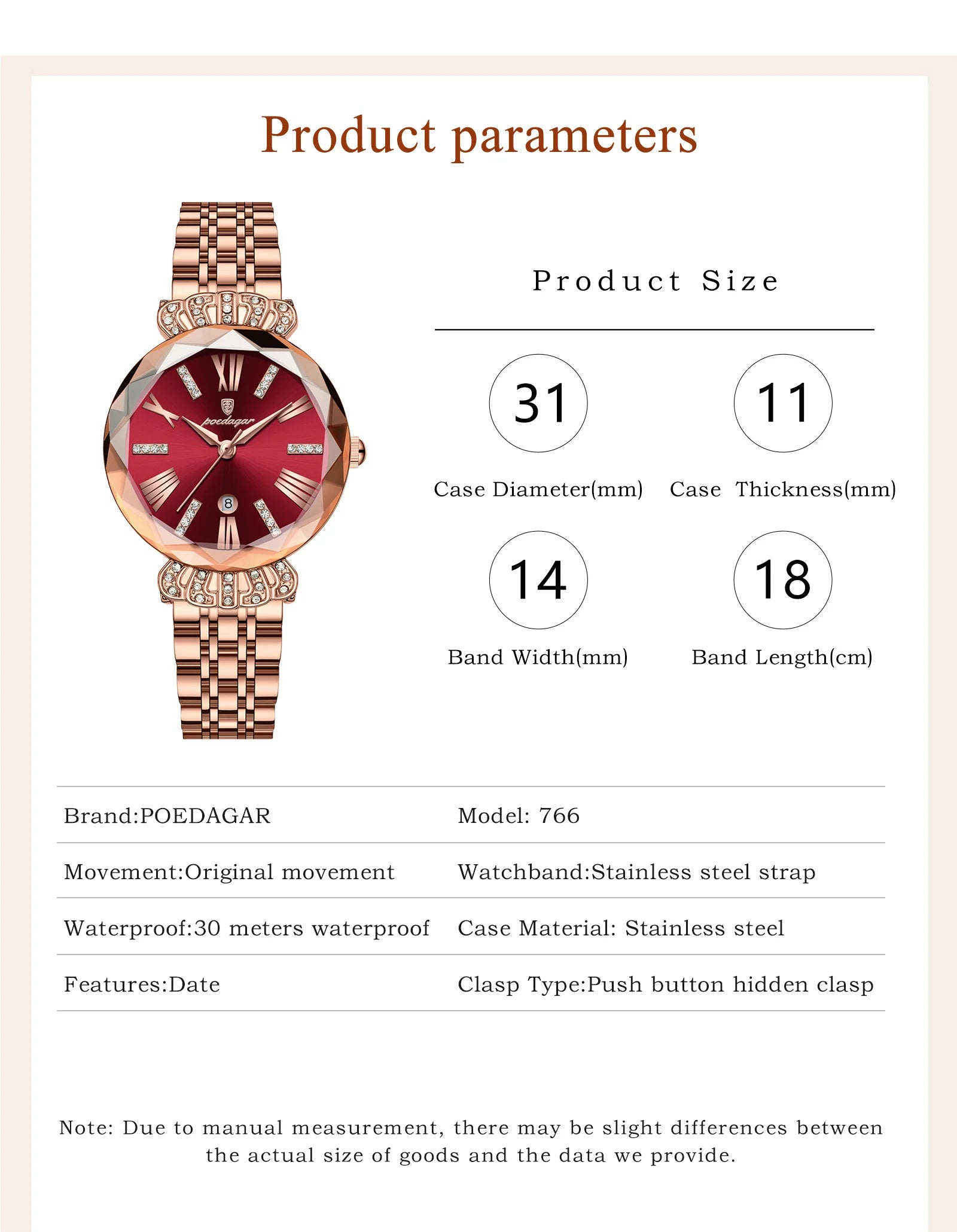 POEDAGAR Woman Watch 766 Luxury Quartz Wristwatch High Quality Diamond Bracelet Steel Ladies Watches Relogio Feminino