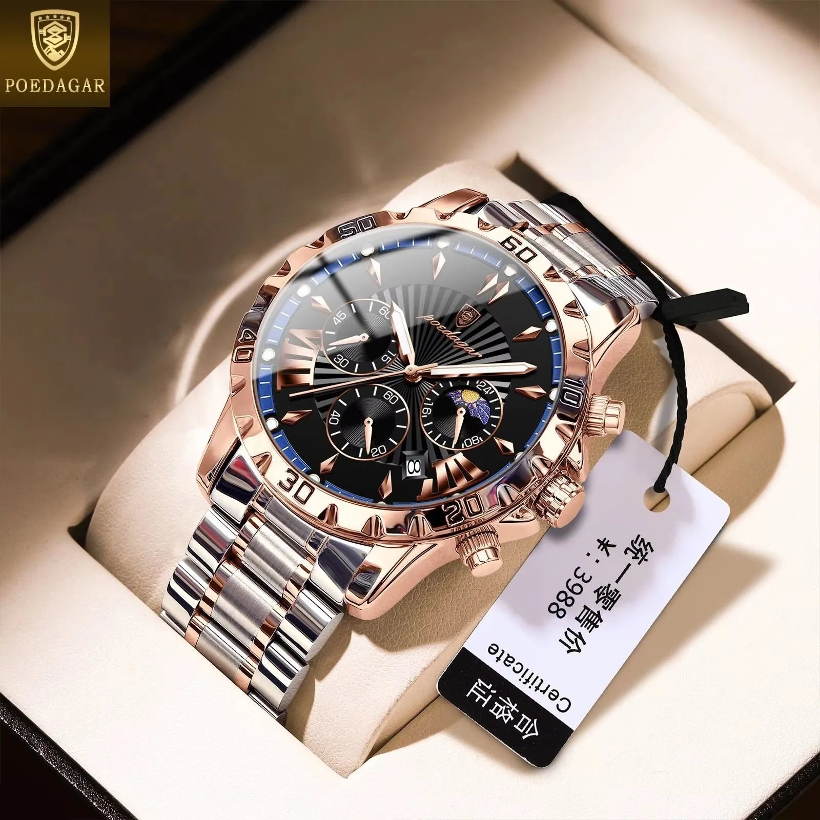 POEDAGAR 968 New Luxury High Quality Watch for Man Waterproof Luminous Men Watch Stainless Steel Quartz Men's Watches