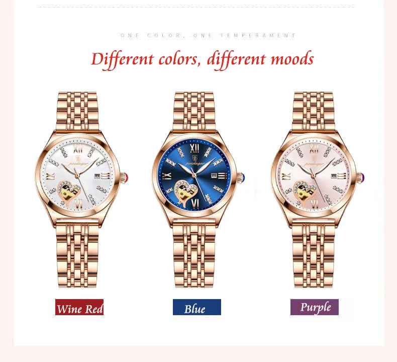 POEDAGAR New Hot Sell 320 High Quality Girls Women Wristwatch Waterproof Luminous Quartz Watch Diamond Encrusted Ladies' Clock