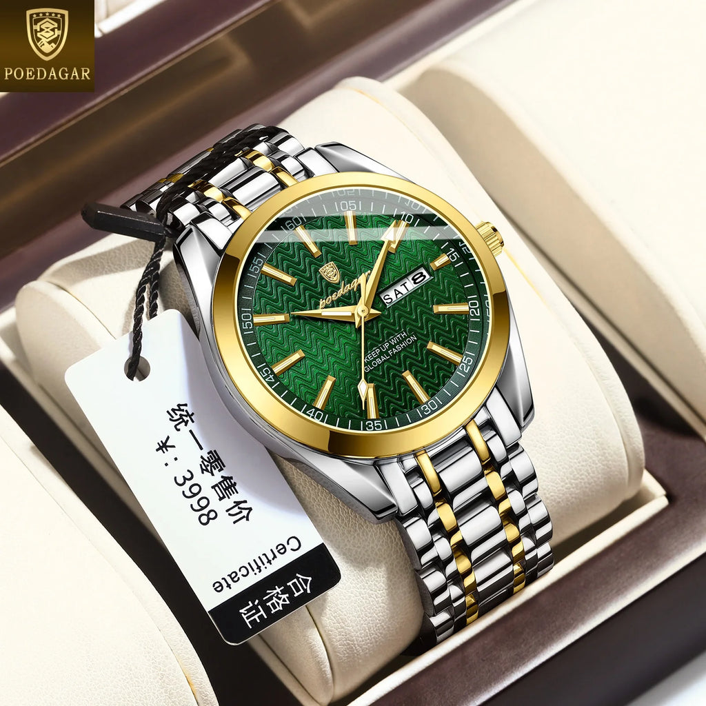 POEDAGAR Watch Men 962 Relogio Masculino New Fashion Ripple Dial Men's Watches Slim Charming Waterproof Wristwatches Custom LOGO