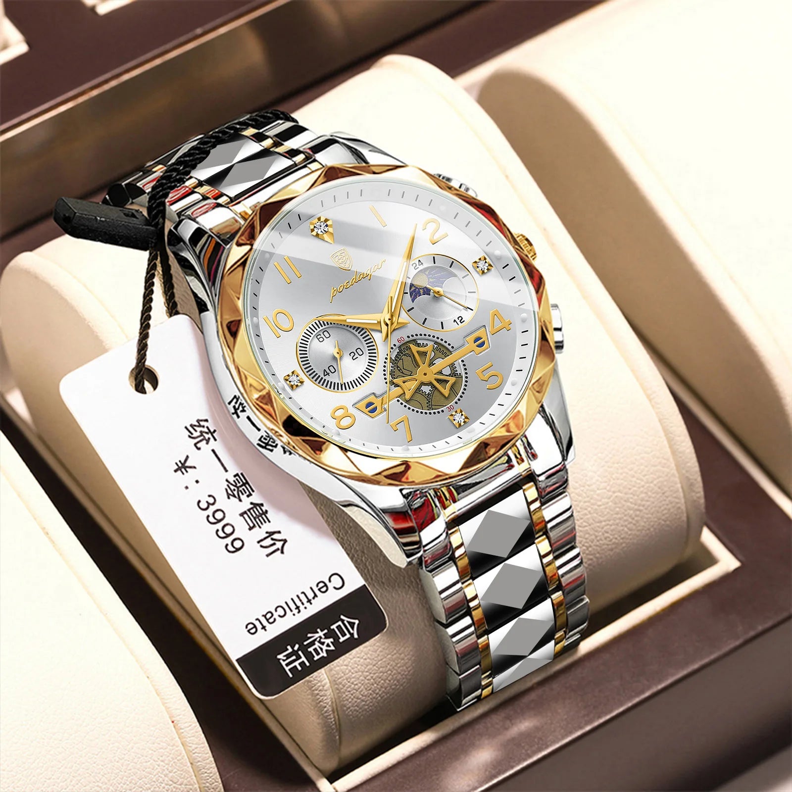 POEDAGAR 972 Luminous Nigh Vision Luxury Wristwatch Quartz New Arrivals Fashion Stainless Steel Life Waterproof Men Watch Reloj