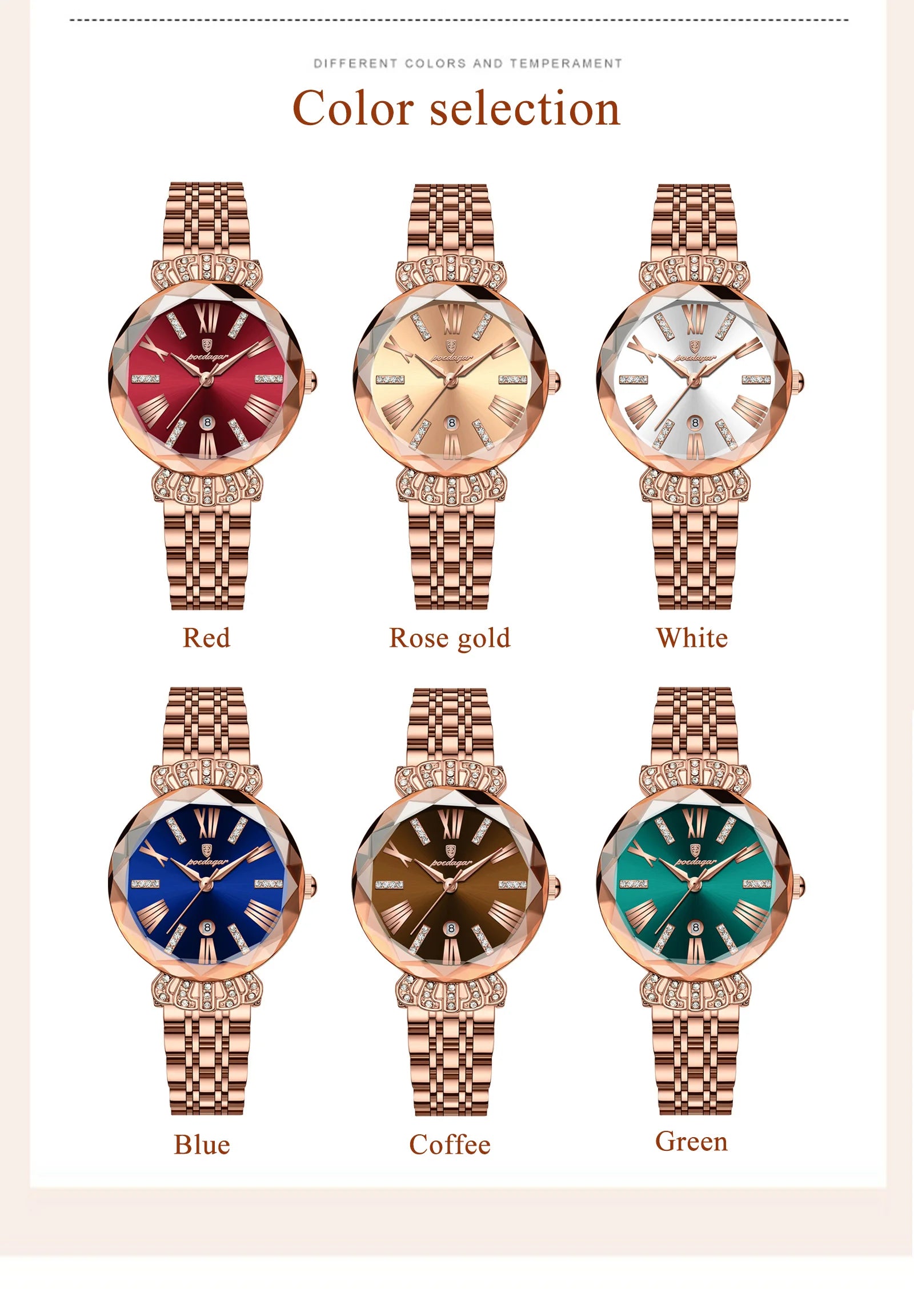 POEDAGAR Woman Watch 766 Luxury Quartz Wristwatch High Quality Diamond Bracelet Steel Ladies Watches Relogio Feminino