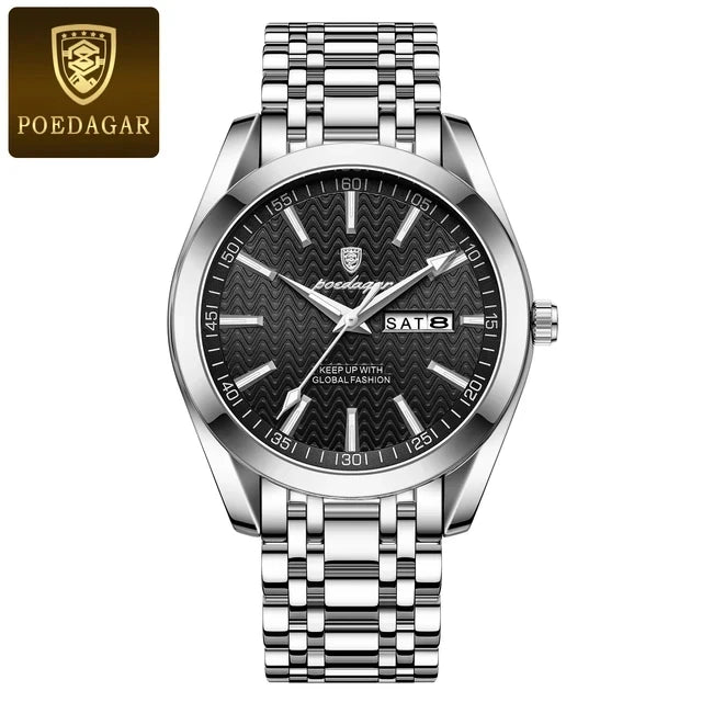 POEDAGAR 962 New Luxury Sport Wrist Watch for Man Waterproof Luminous Date Men Watch Quartz Stainless Steel Men's Watches Male
