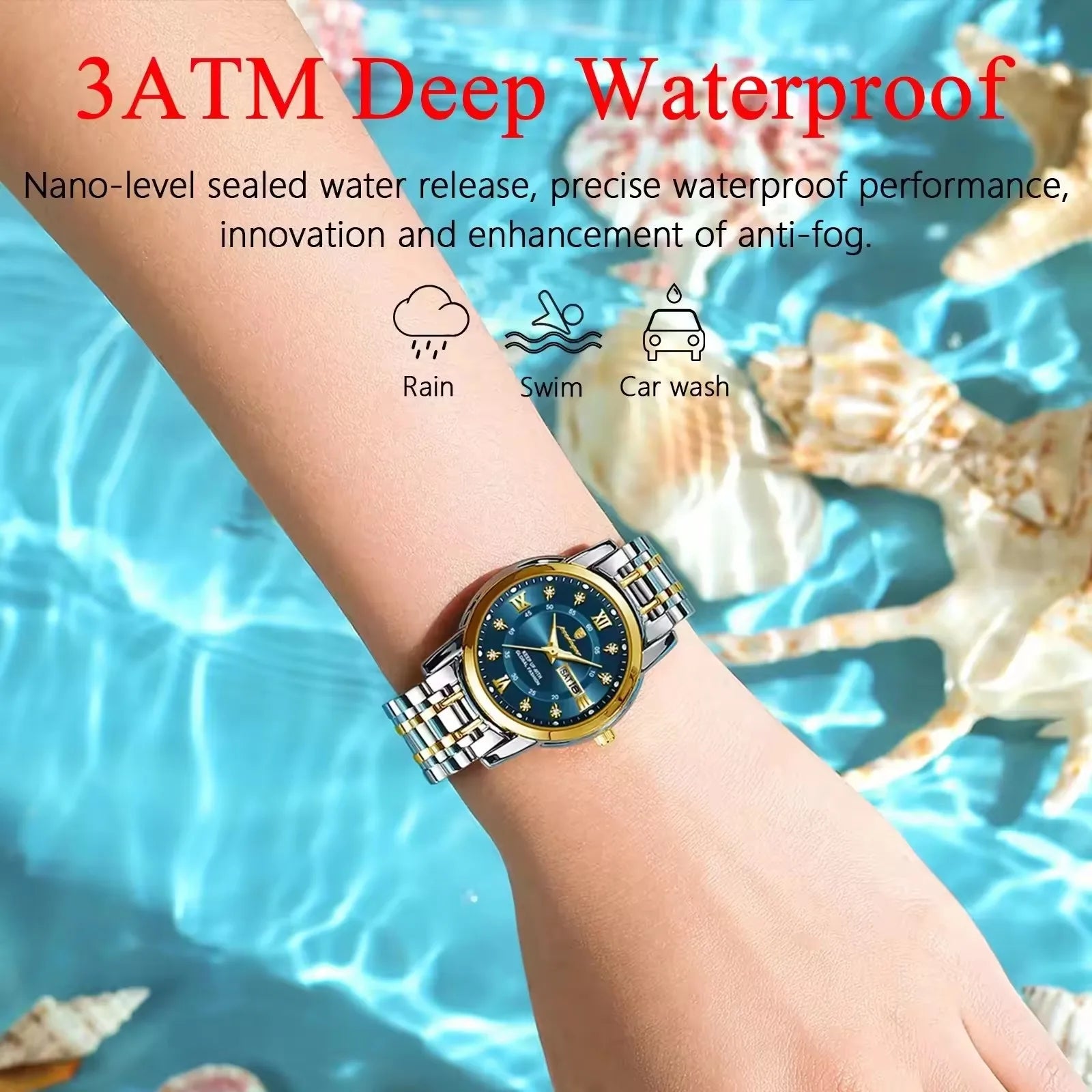 POEDAGAR 769 Women Wristwatch Luxury Quartz Ladies Watch Waterproof Stainless Steel Luminous Date Week Women's Watches Clock