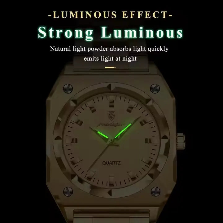 POEDAGAR 788 Luxury Gold Elegant Square Ladies Watch Waterproof Luminous Watch for Women Stainless Steel Quartz Women's Watches