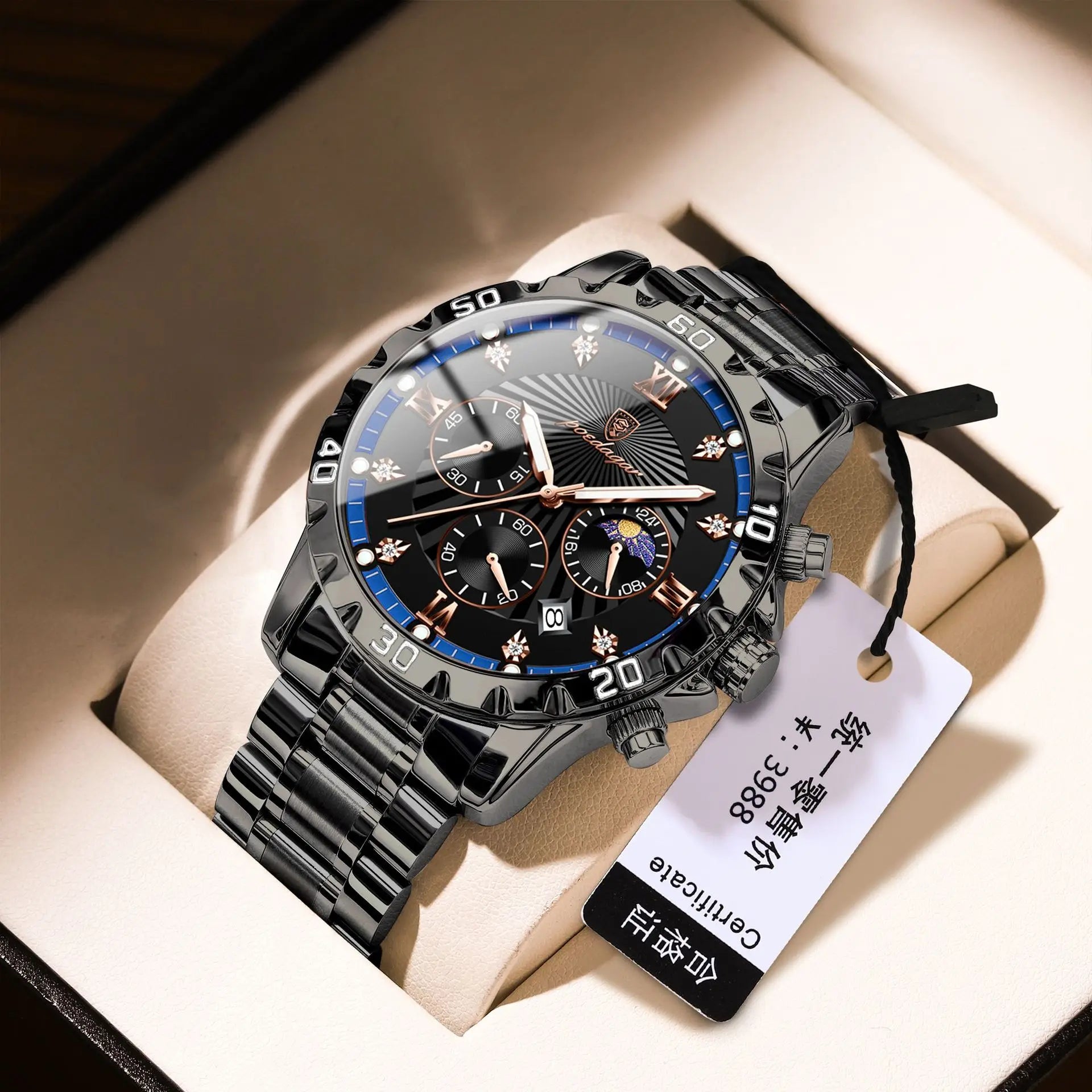 POEDAGAR Luxury Watch for Men Waterproof Luminous Chronograph Date Man Wrist Watch Stainless Steel Quartz Men's Watches 965