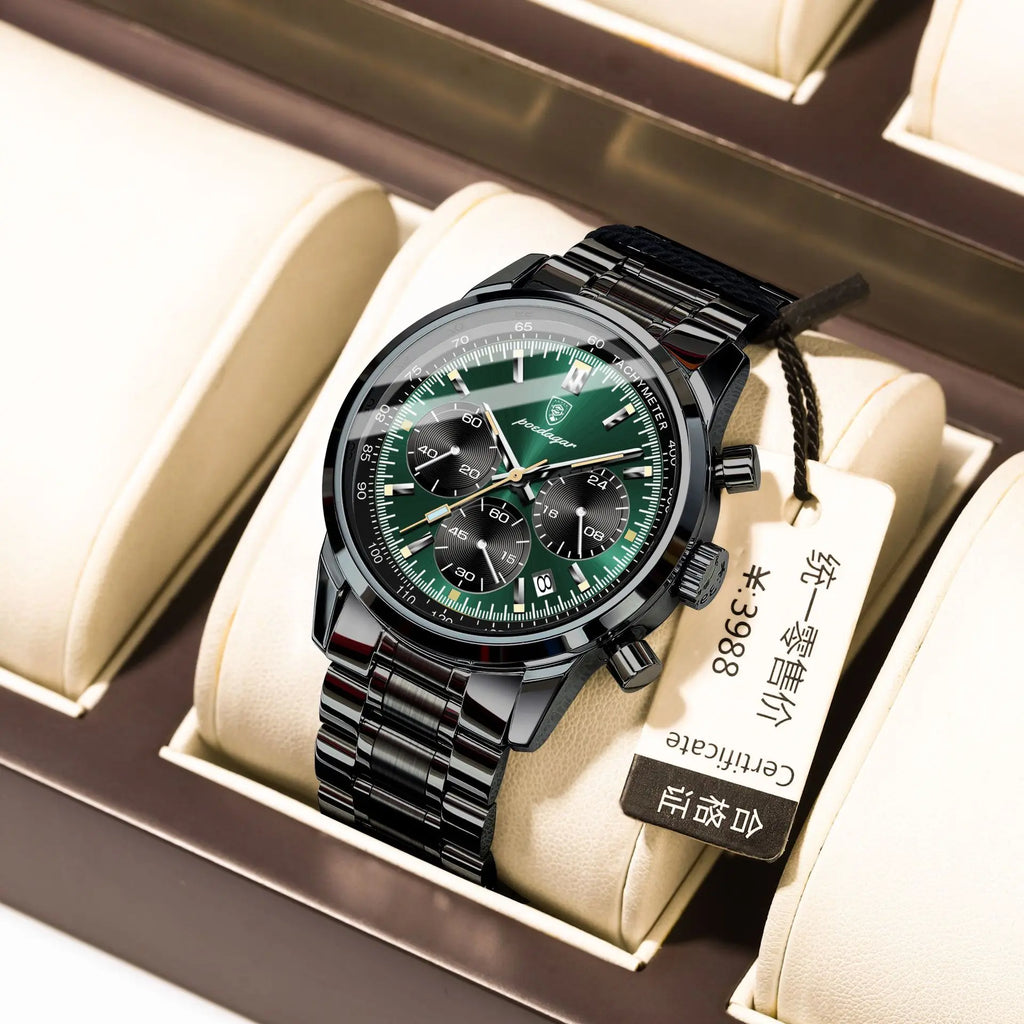 POEDAGAR 921 New Luxury Men Watch Waterproof Luminous Chronograph Date Stainless Steel Watch for Men Quartz Men's Watches Reloj