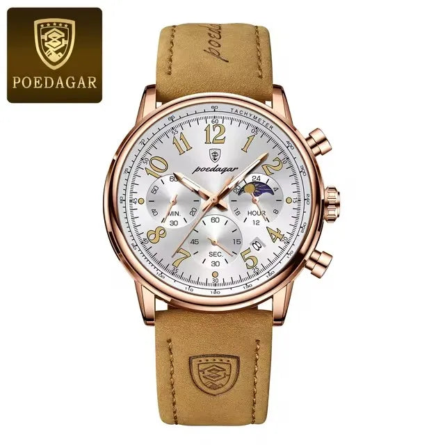 POEDAGAR 808 New Luxury Sports Men Watch Waterproof Luminous Chronograph Nylon Leather Date Man Wristwatch Quartz Men's Watches