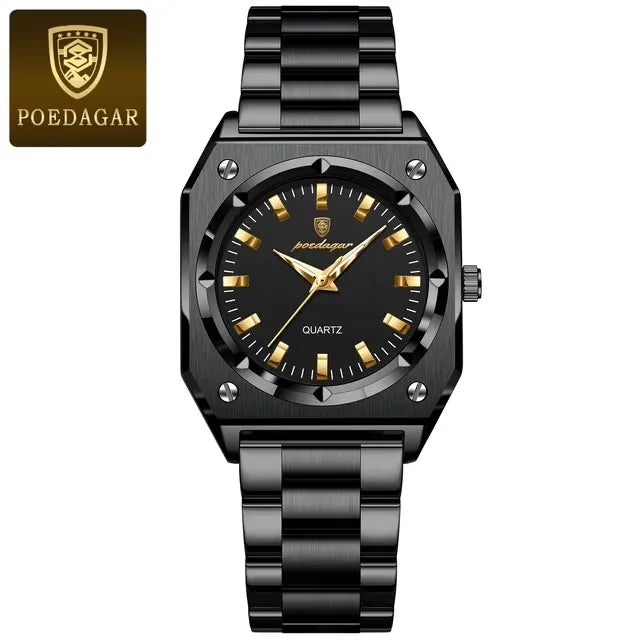 POEDAGAR 788 Luxury Gold Elegant Square Ladies Watch Waterproof Luminous Watch for Women Stainless Steel Quartz Women's Watches