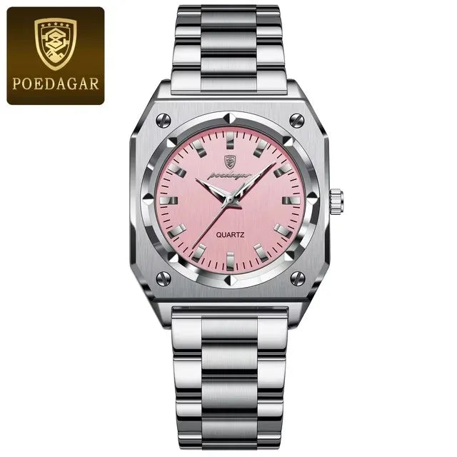 POEDAGAR 788 Luxury Gold Elegant Square Ladies Watch Waterproof Luminous Watch for Women Stainless Steel Quartz Women's Watches