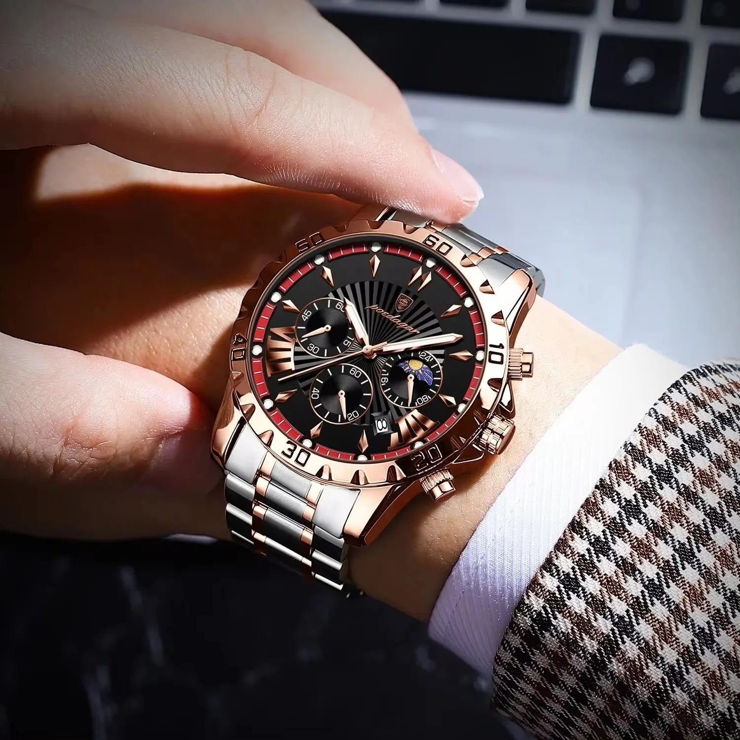 POEDAGAR 968 New Luxury High Quality Watch for Man Waterproof Luminous Men Watch Stainless Steel Quartz Men's Watches