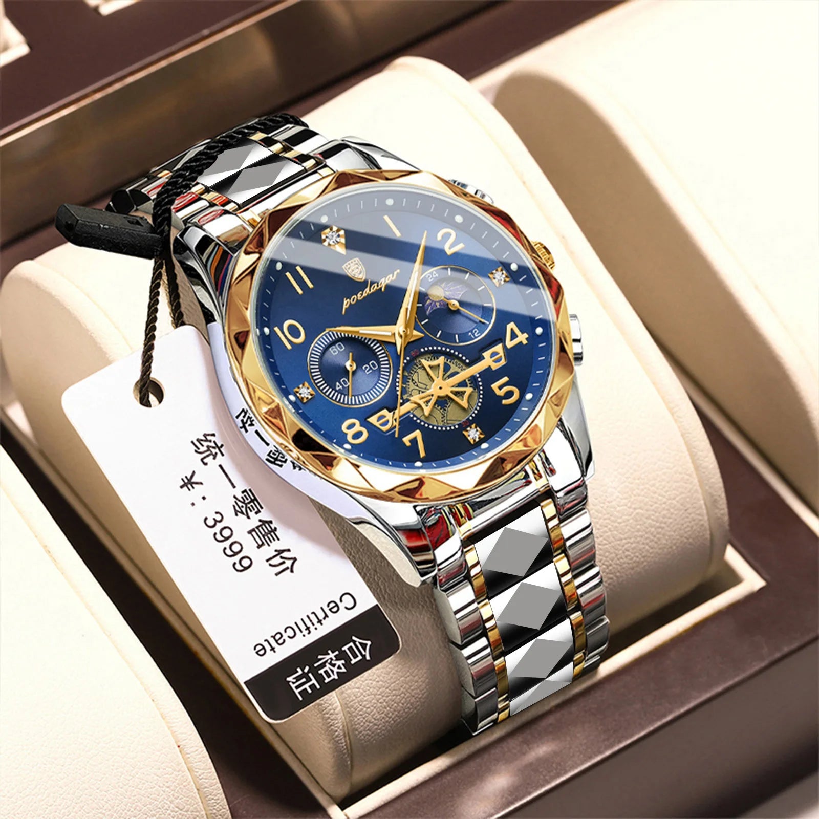 POEDAGAR 972 Luminous Nigh Vision Luxury Wristwatch Quartz New Arrivals Fashion Stainless Steel Life Waterproof Men Watch Reloj