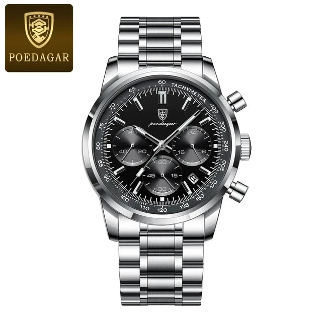 POEDAGAR 921 Men Quartz Watches High Quality Waterproof Chronograph Luminous Men Wristwatch Steel Luxury Man Watch Casual Clock