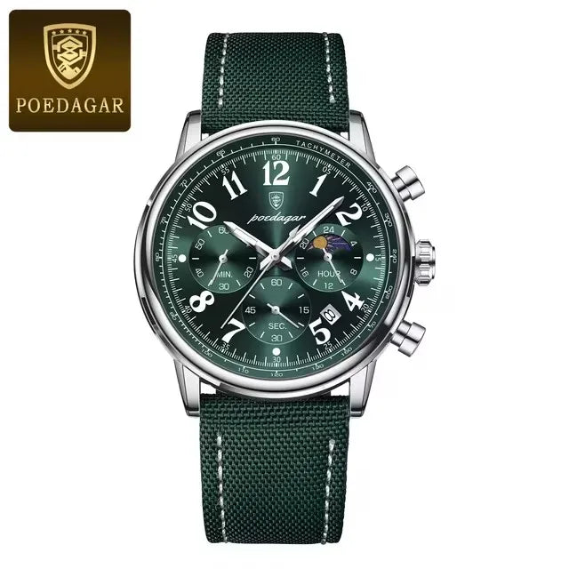 POEDAGAR 808 New Luxury Sports Men Watch Waterproof Luminous Chronograph Nylon Leather Date Man Wristwatch Quartz Men's Watches