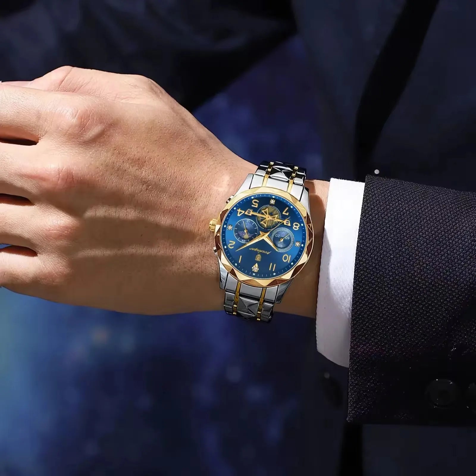POEDAGAR 972 Luminous Nigh Vision Luxury Wristwatch Quartz New Arrivals Fashion Stainless Steel Life Waterproof Men Watch Reloj