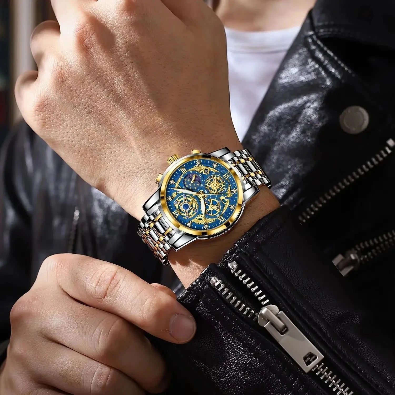 POEDAGAR 984 Top Brand Business Stainless Steel Belt Fashion Men's Watch 30M Deep Waterproof Auto Date Japan Quartz Male Watches
