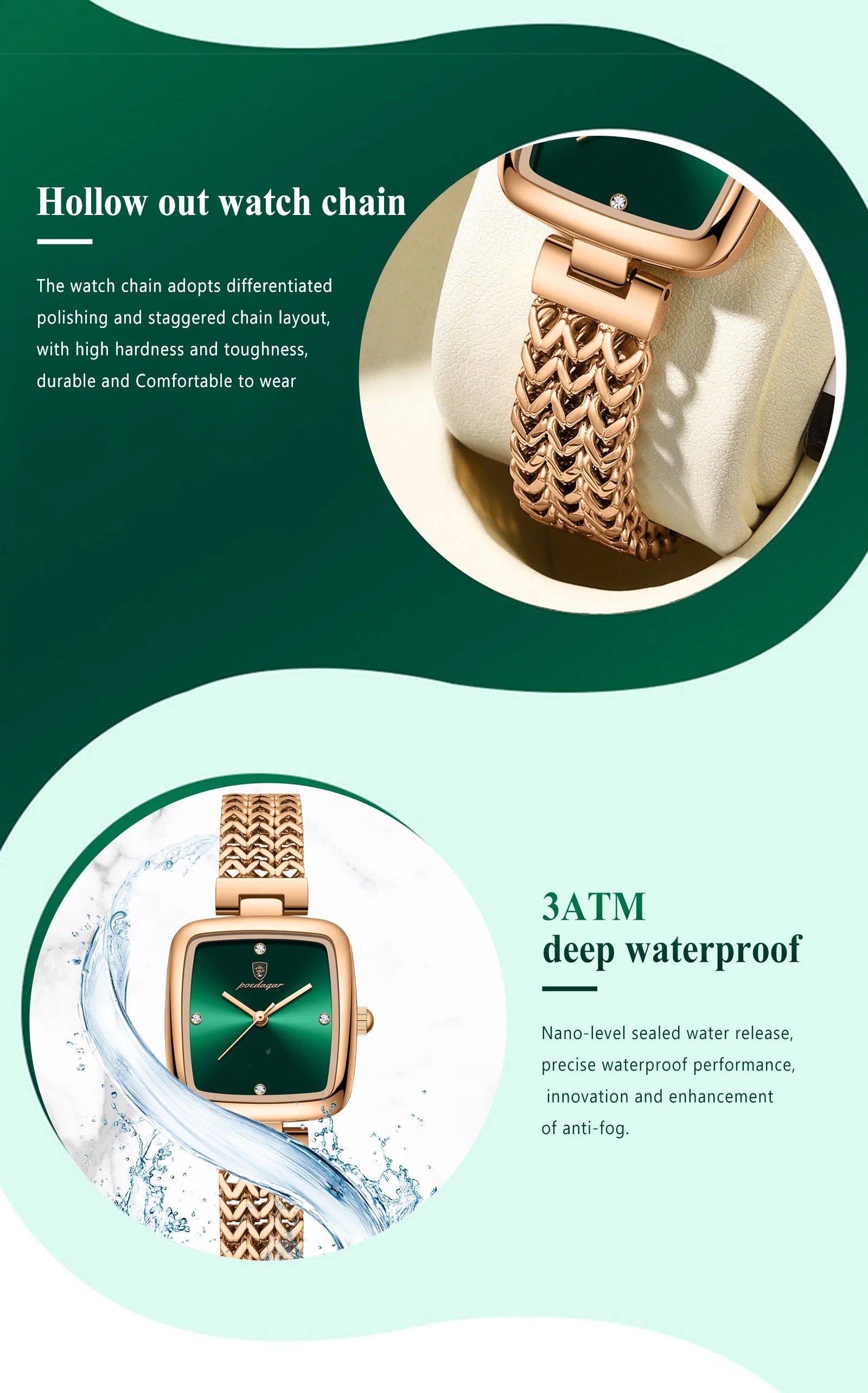 POEDAGAR Hot Sell Luxury Reloj 2024 New Square Watch for Woman Waterproof Stainless Steel Ladies Quartz Watch Women Watches 768