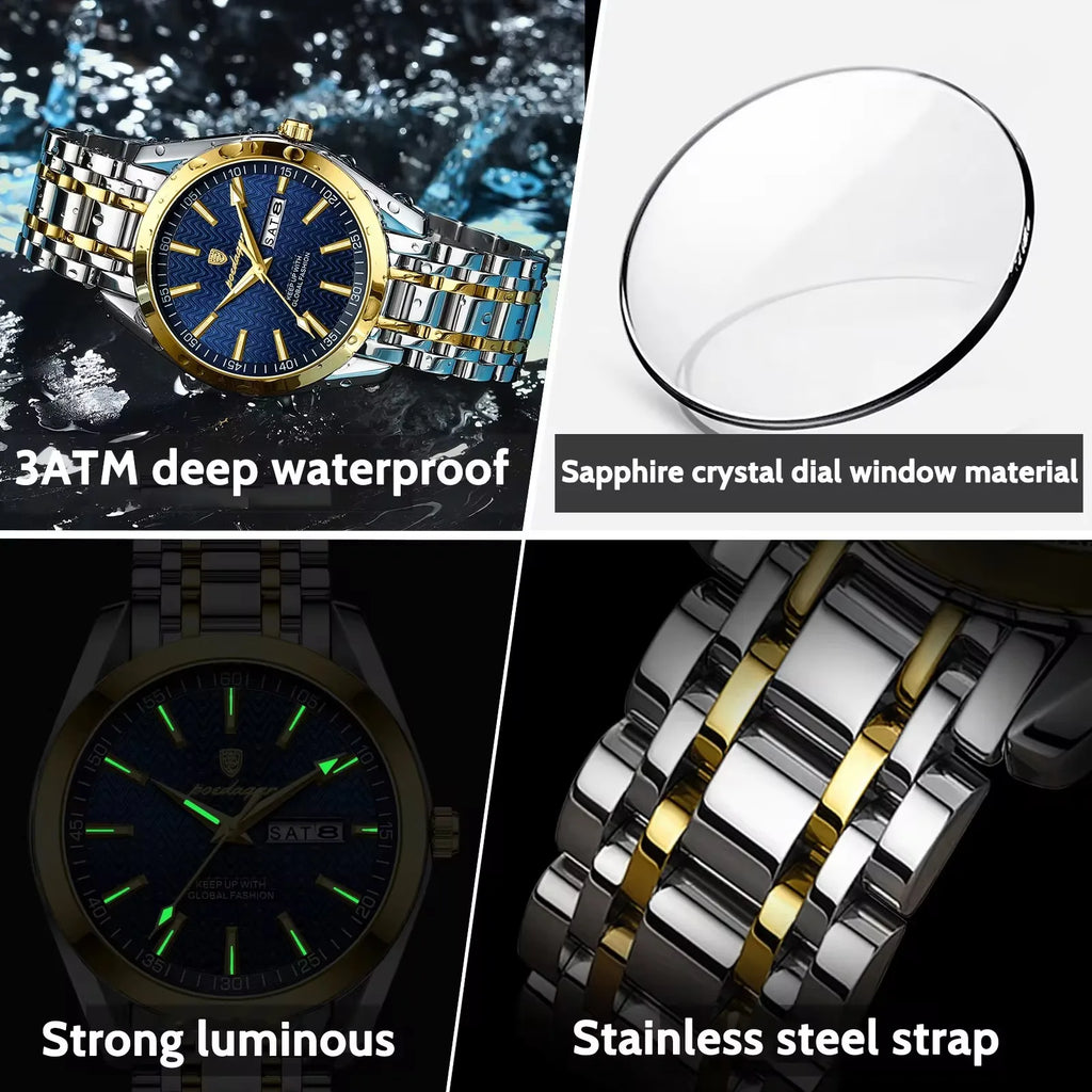 POEDAGAR Watch Men 962 Relogio Masculino New Fashion Ripple Dial Men's Watches Slim Charming Waterproof Wristwatches Custom LOGO