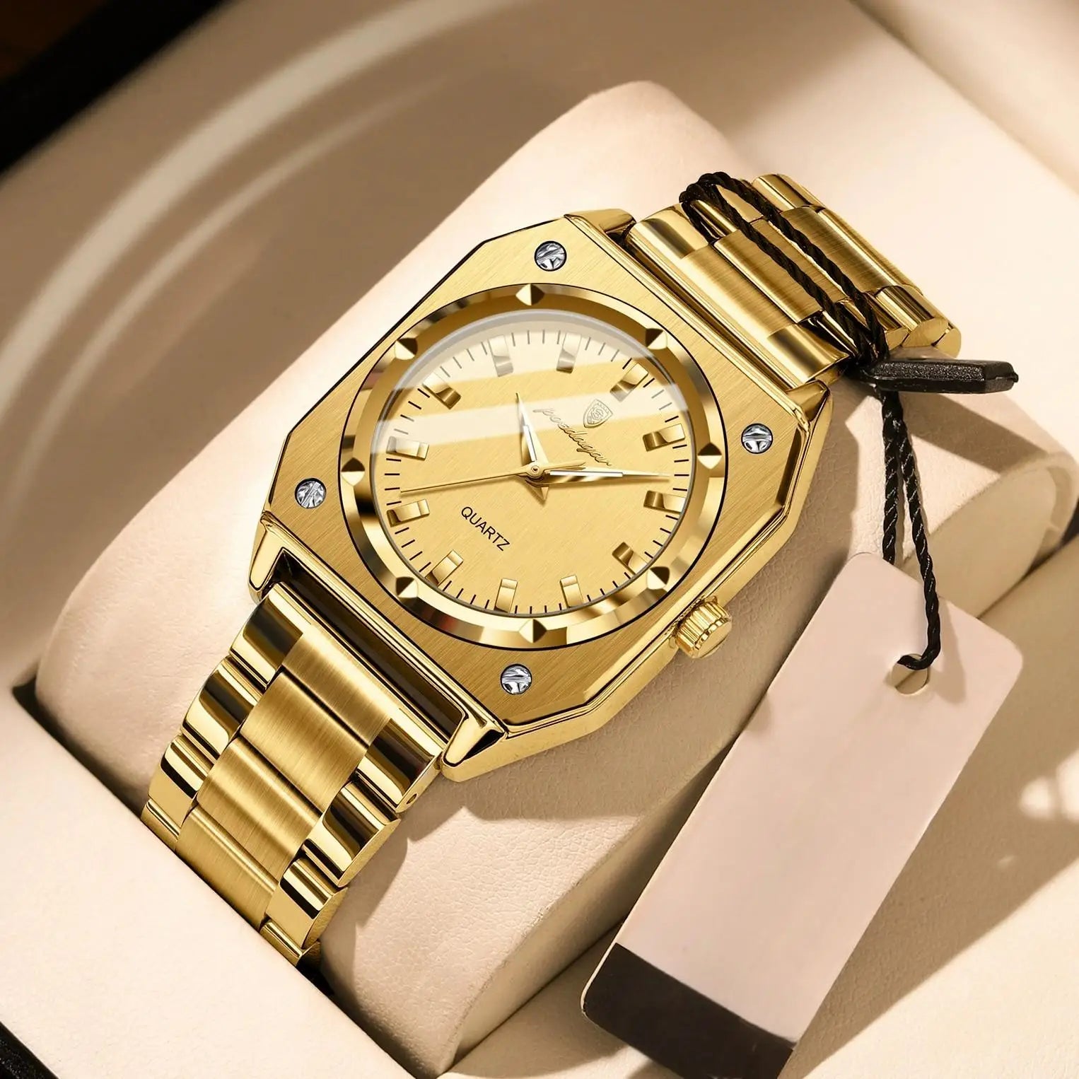 POEDAGAR 788 Luxury Gold Elegant Square Ladies Watch Waterproof Luminous Watch for Women Stainless Steel Quartz Women's Watches