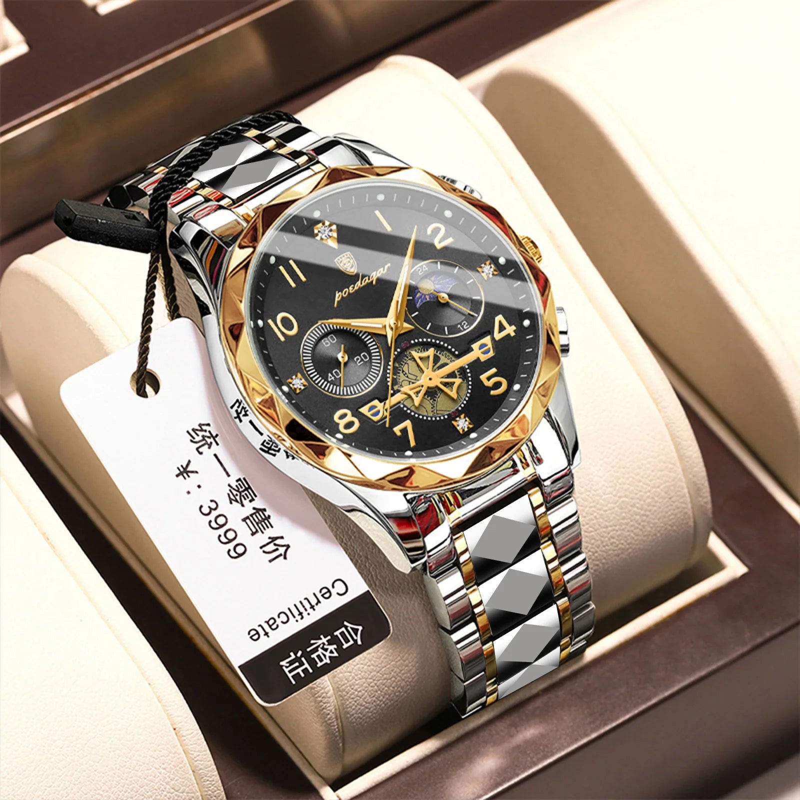 POEDAGAR 972 Luminous Nigh Vision Luxury Wristwatch Quartz New Arrivals Fashion Stainless Steel Life Waterproof Men Watch Reloj