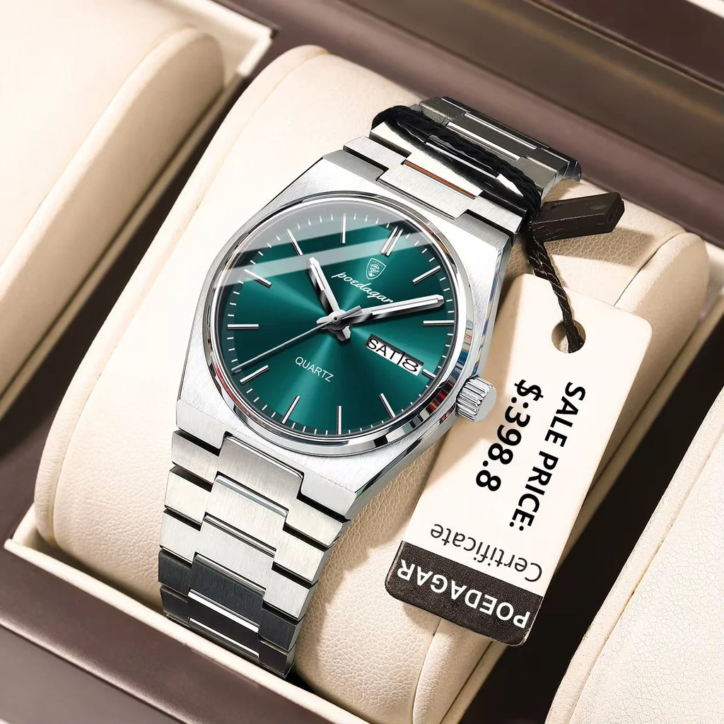 POEDAGAR Luxury Watch for Woman Ladies Elegant Quartz Watches Waterproof Luminous Date Week Stainless Steel Women's Watch 786