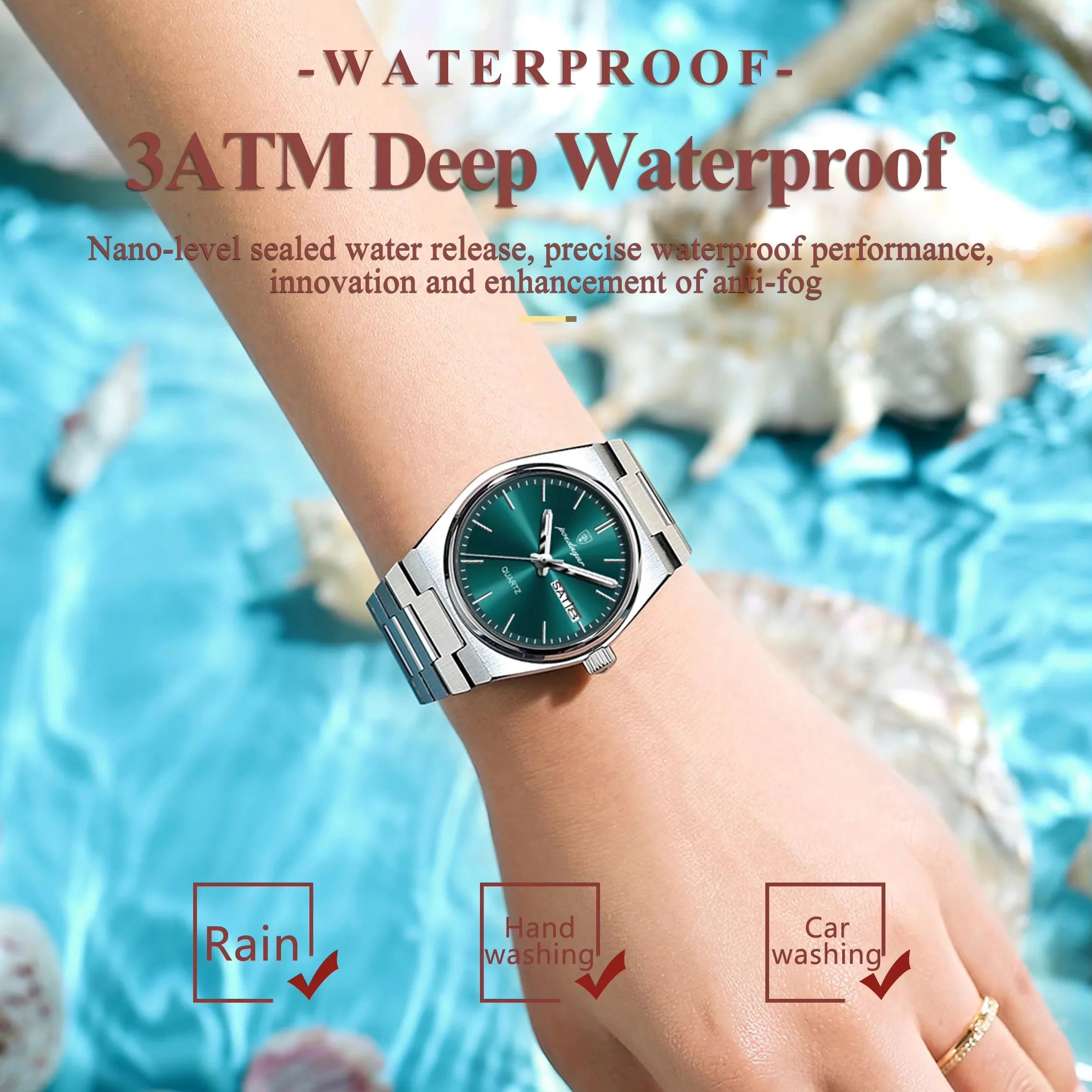 POEDAGAR Luxury Watch for Woman Ladies Elegant Quartz Watches Waterproof Luminous Date Week Stainless Steel Women's Watch 786